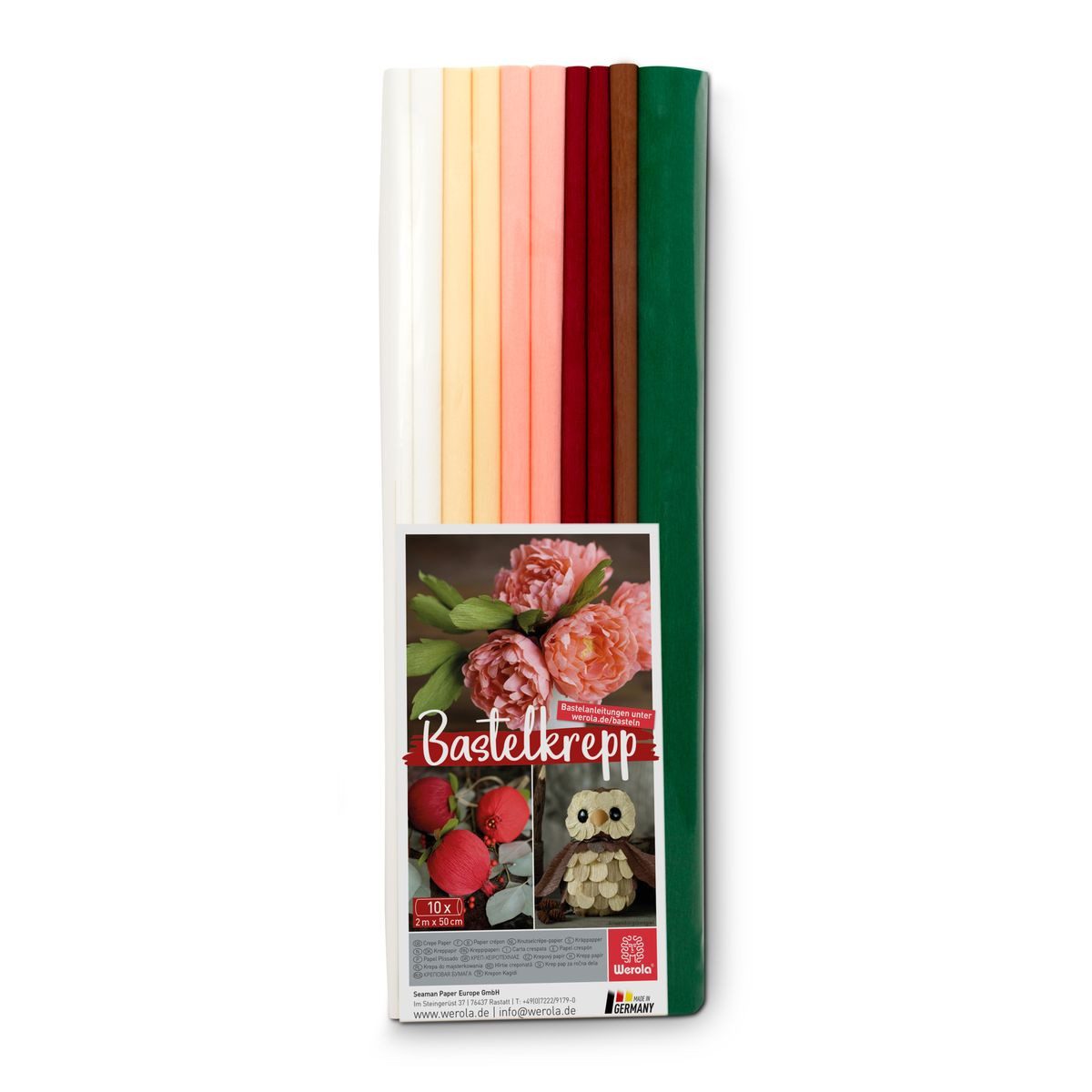 Staufen Bastelkartonpapier Bastelkrepp Herbstfarben 50cmx2m 10 Rollen