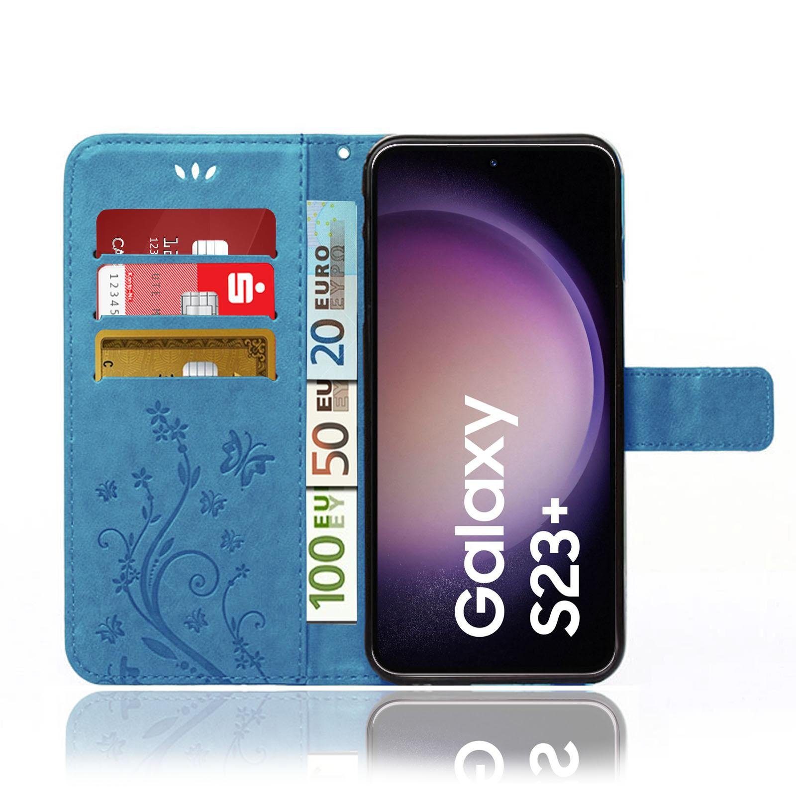 Numerva Handyhülle Bookstyle Flower für Samsung Galaxy S23 Plus, Handy Tasche Schutzhülle Klapphülle Flip Cover mit Blumenmuster