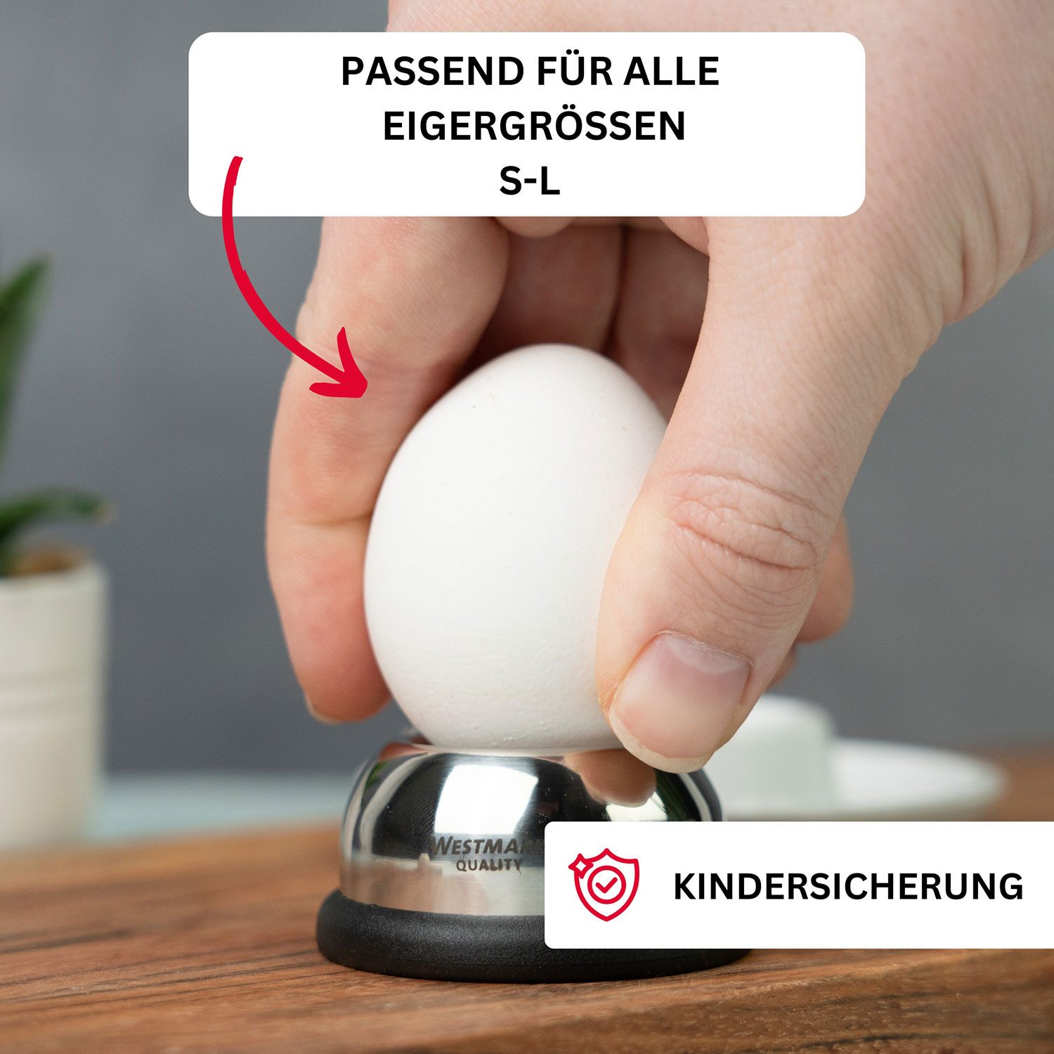 WESTMARK Eierpiekser Eidorn/Eierpieker, Rostfreier Edelstahl, Silber/Schwarz