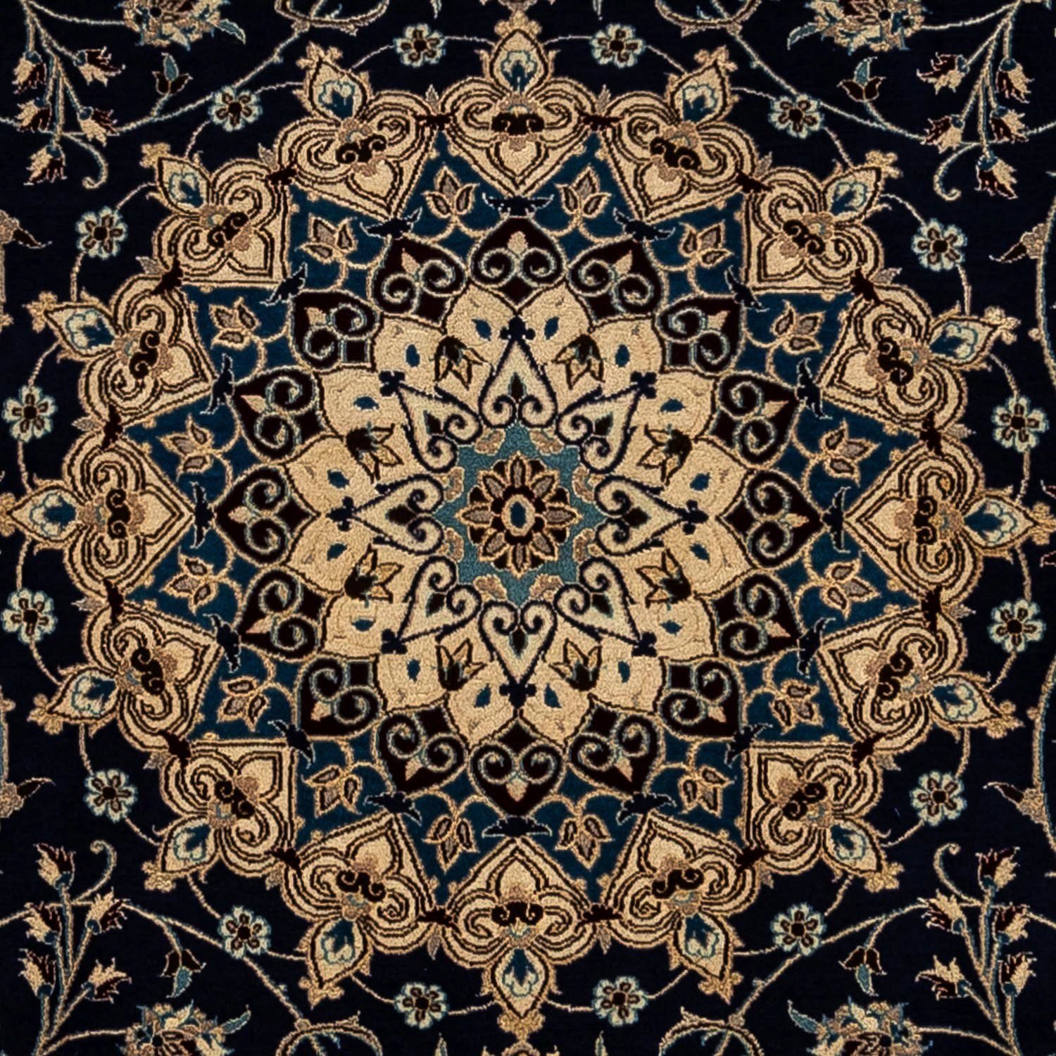 258 350 x Blu cm, Wollteppich Medaillon rechteckig, Nain scuro Unikat mit Höhe: 10 mm, morgenland, Zertifikat