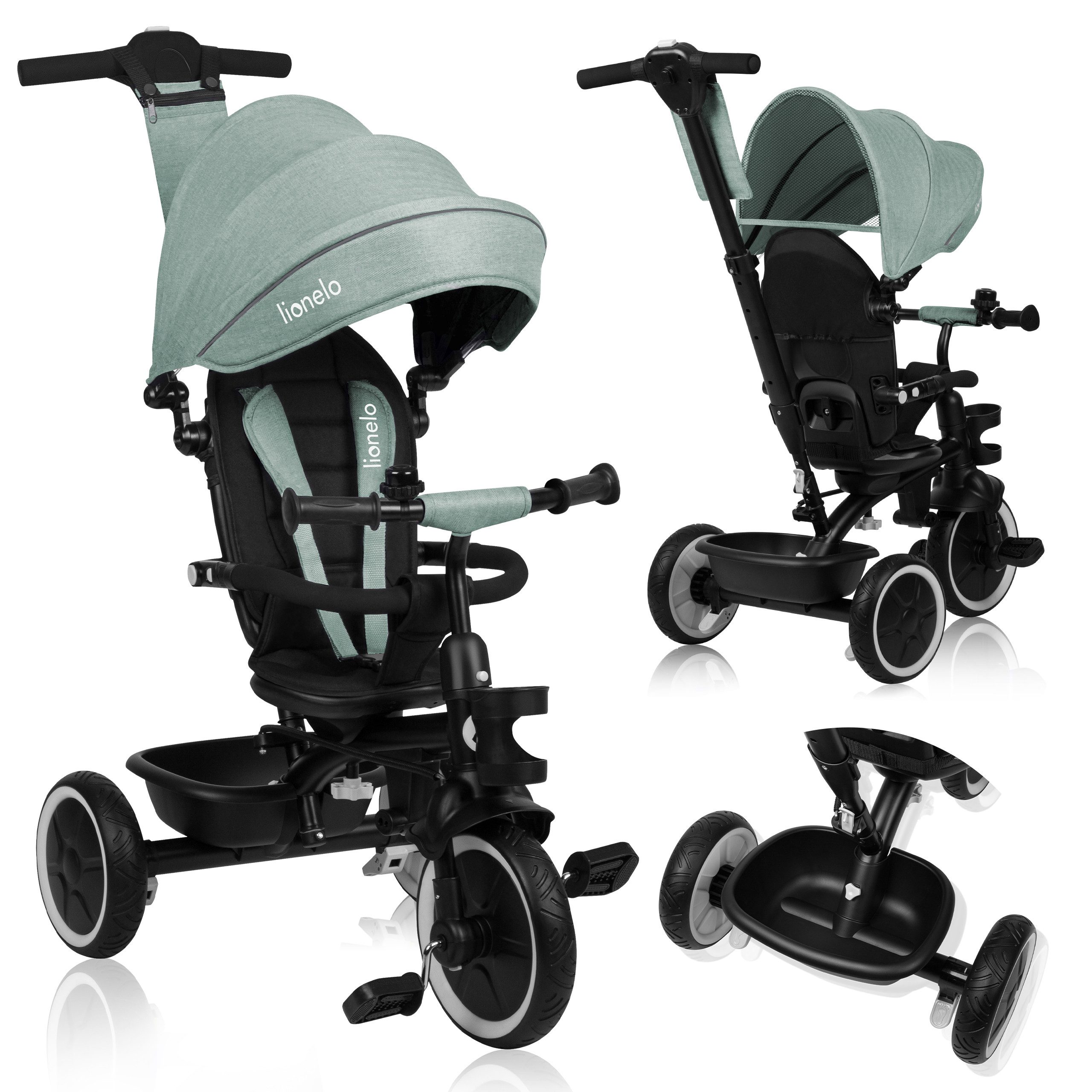 lionelo Dreirad-Kinderwagen BERRY, undurchdringliche Räder/ideal zum Erlernen des Fahrens/ab 9 Monaten