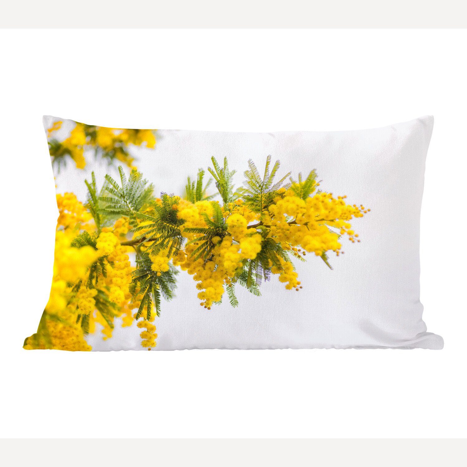 MuchoWow Dekokissen Gelbe Mimosenpflanze, Wohzimmer Dekoration, Zierkissen, Dekokissen mit Füllung, Schlafzimmer