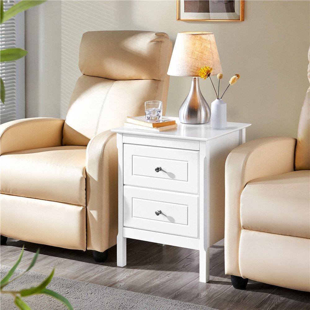Yaheetech Nachttisch 48 × 40 × 61 cm (1-St), Beistelltisch mit 2 Schubladen für Schlafzimmer/Wohnzimmer
