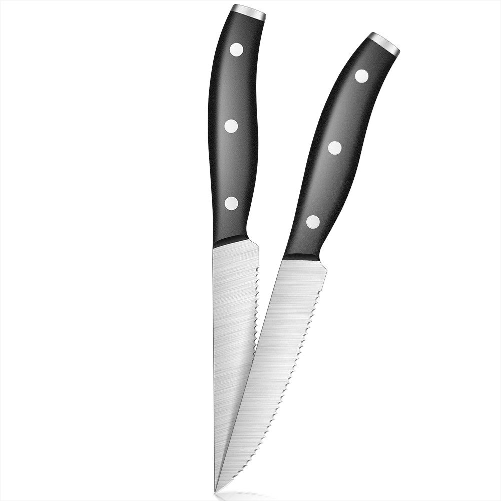 Home safety Steakmesser Edelstahl Pizzamesser Steakbesteck Set Fein Gezahnte (2 Stück)