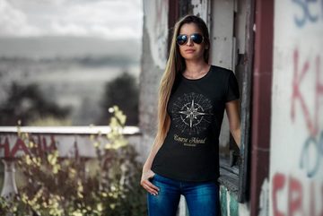 Neverless Print-Shirt Damen T-Shirt Kompass Windrose Navigator Segeln Slim Fit Neverless® mit Print