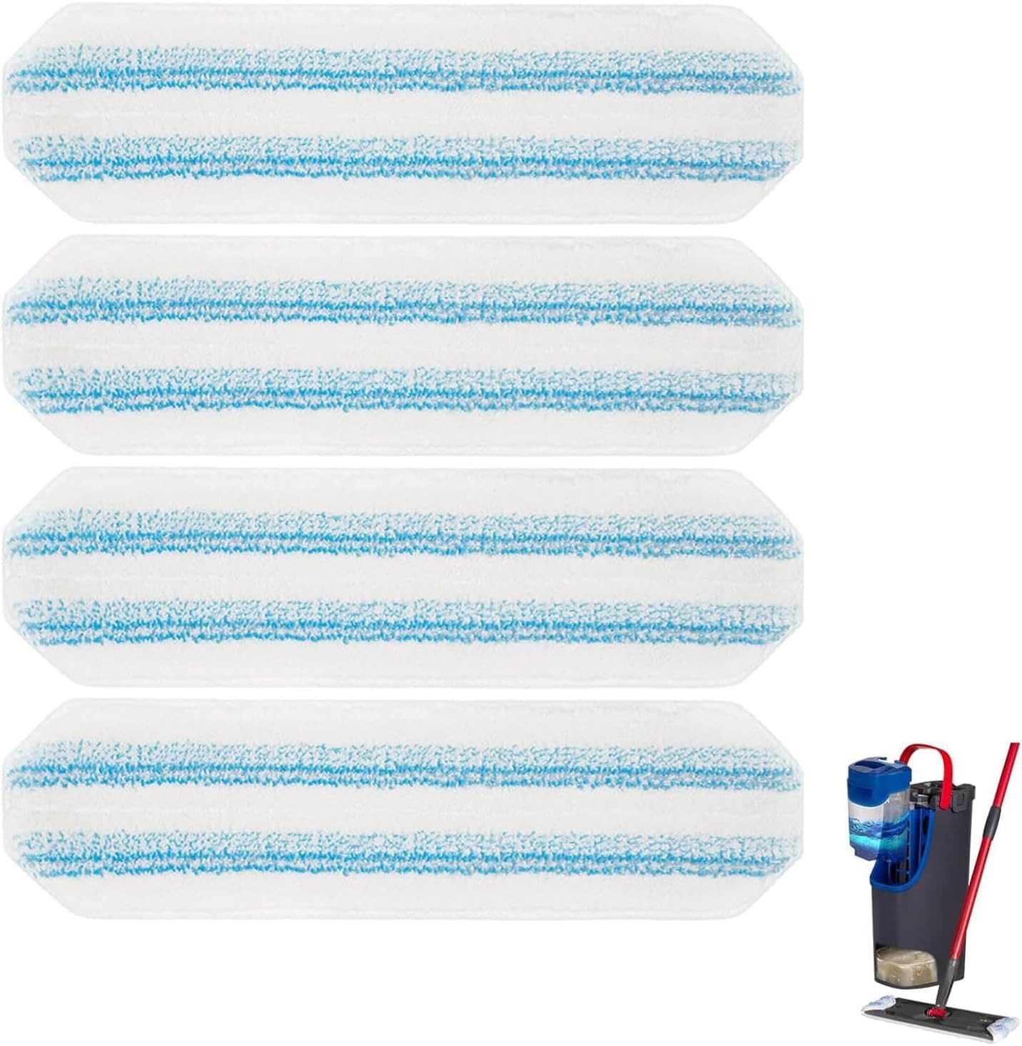 FOUORTUNATE-BEE Wischmopp 4 Stück Mikrofaser-Wischtücher, (Ersatz für Vileda H2PrO und O-Cedar H2PrO Flachmopp-Ersatzteile, waschbare und wiederverwendbare Wischpads)