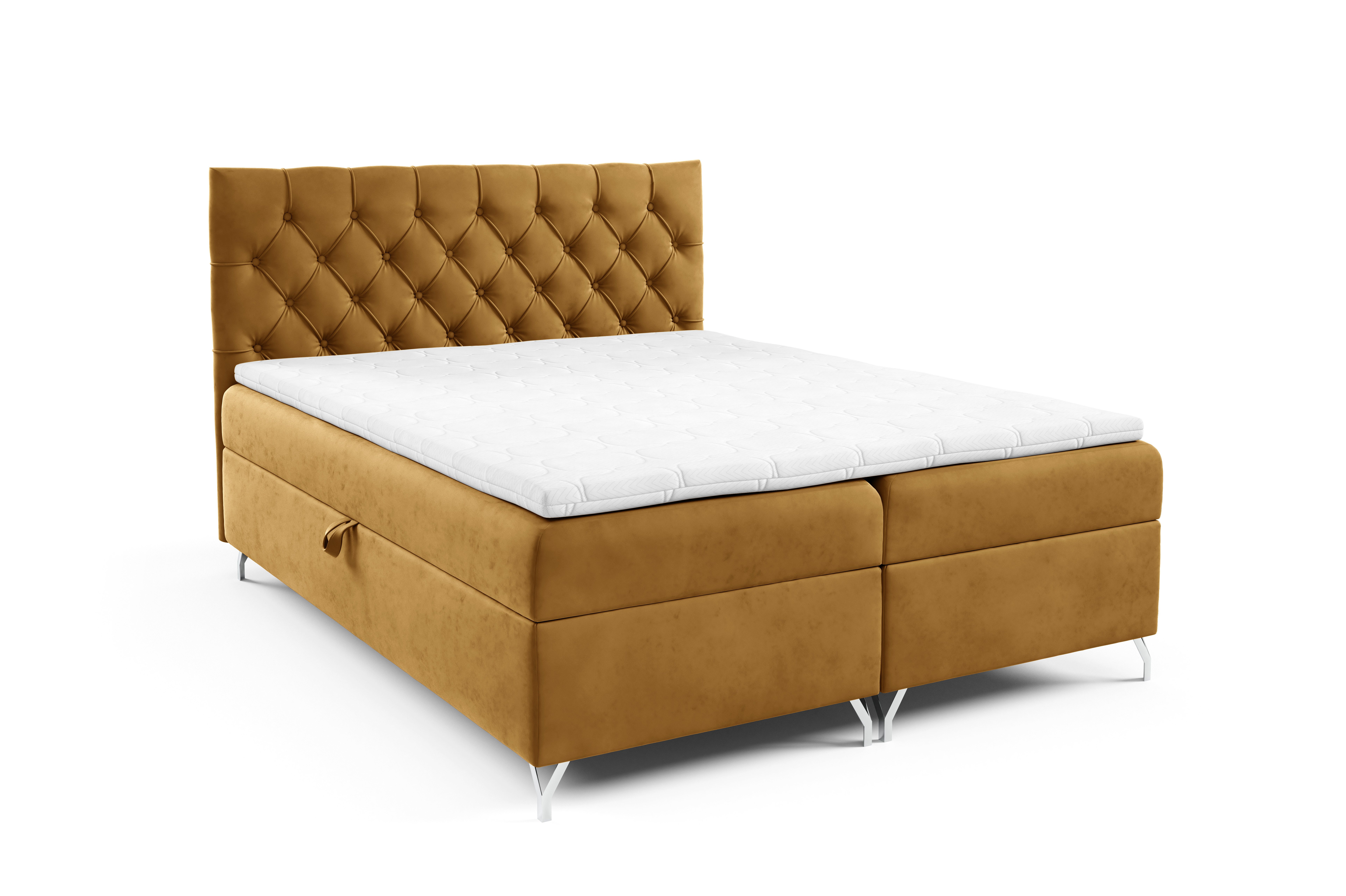 yourhouse24 Boxbett Guliette (mit zwei Bettkästen, Bonell-Matratze und Topper), Doppelbett, Polsterbett mit Kopfteil, Boxbett