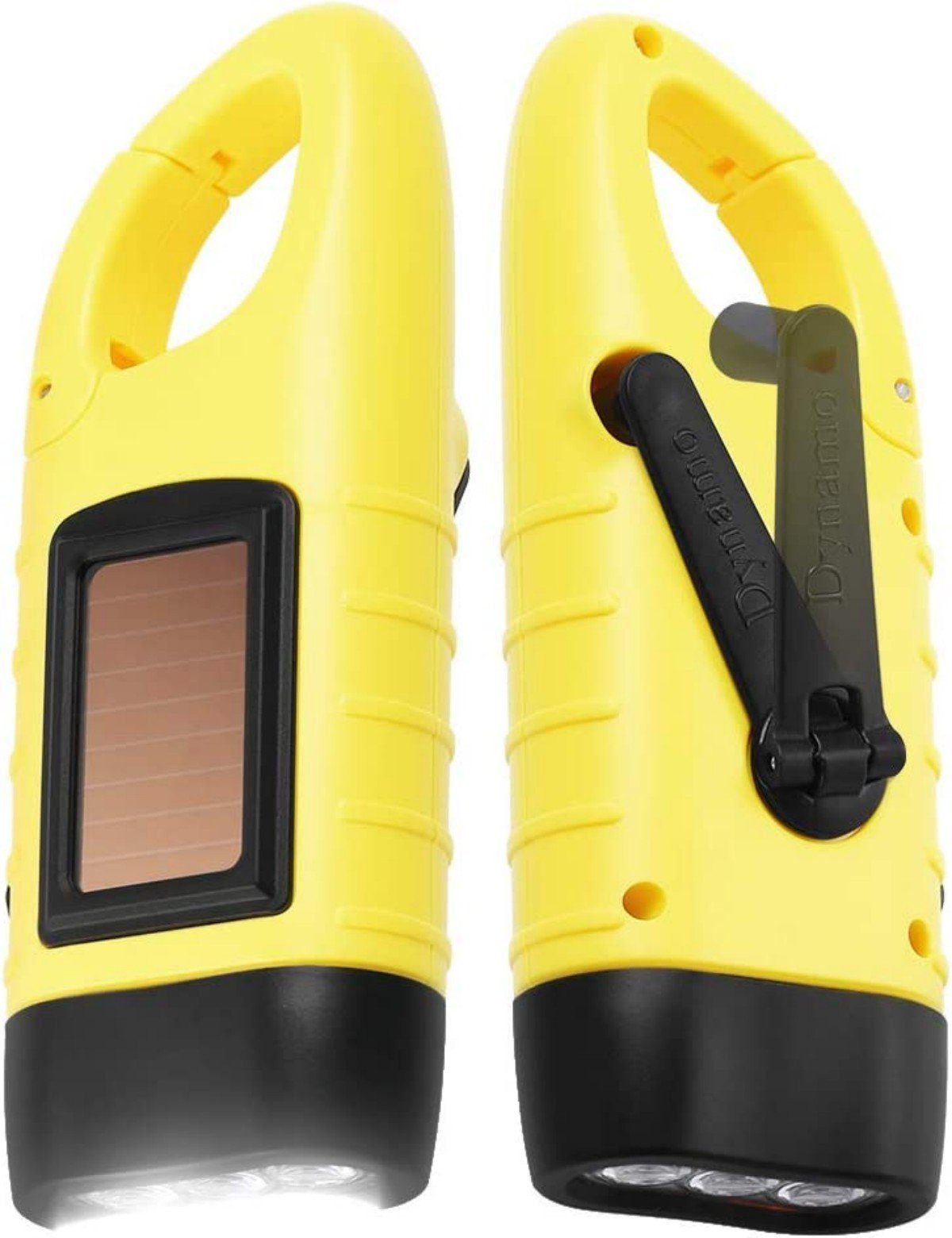 DOPWii Taschenlampe 2-Stück LED Taschenlamp,Handkurbel Solar Taschenlampe Gelb