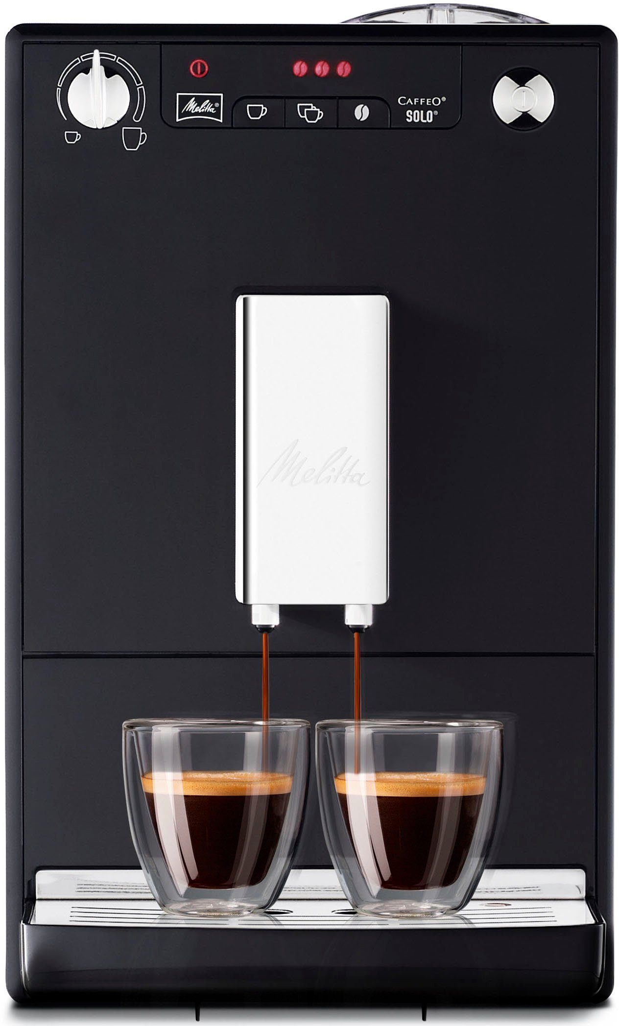 Melitta Kaffeevollautomat Solo® E950-201, schwarz, Perfekt für Café crème & Espresso, nur 20cm breit
