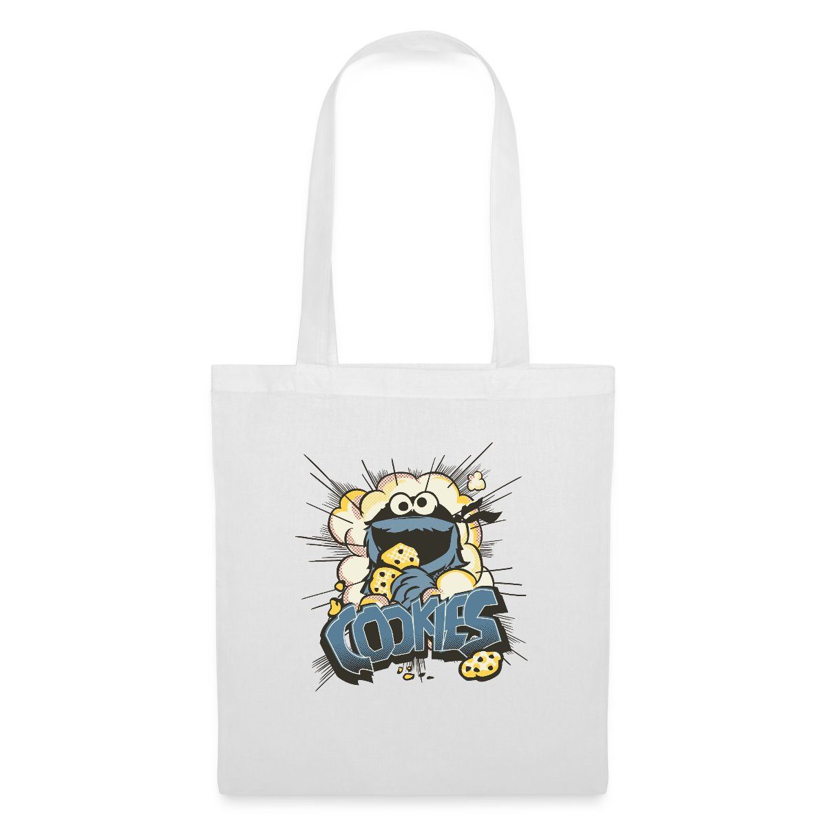 Henkeltasche Sesamstraße Design Mit Krümelmonster Und Cookies Stoffbeutel