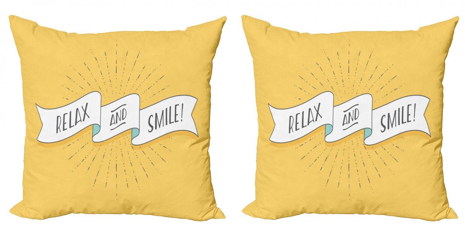 (2 Stück), Accent und Modern Kissenbezüge Digitaldruck, Motivierend Abakuhaus Doppelseitiger Lächeln Sie Zitat Entspannen sich