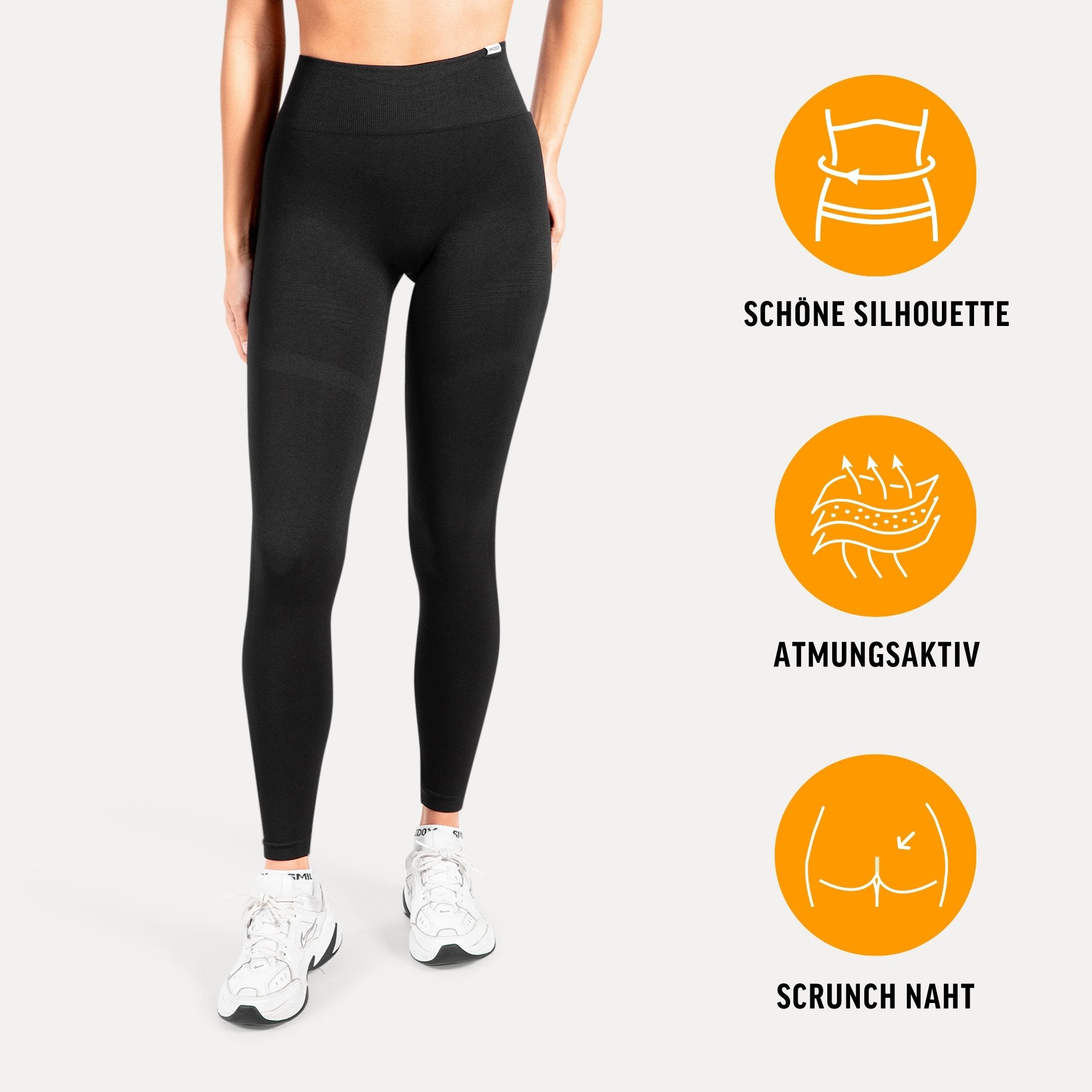 Smilodox Leggings Slayton Scrunch, Seamless Push-Up Sporthose High Waist V-Shape Bund Invisible Scrunch Blickdicht Yogahose, Fitness Gym Yoga Alltag