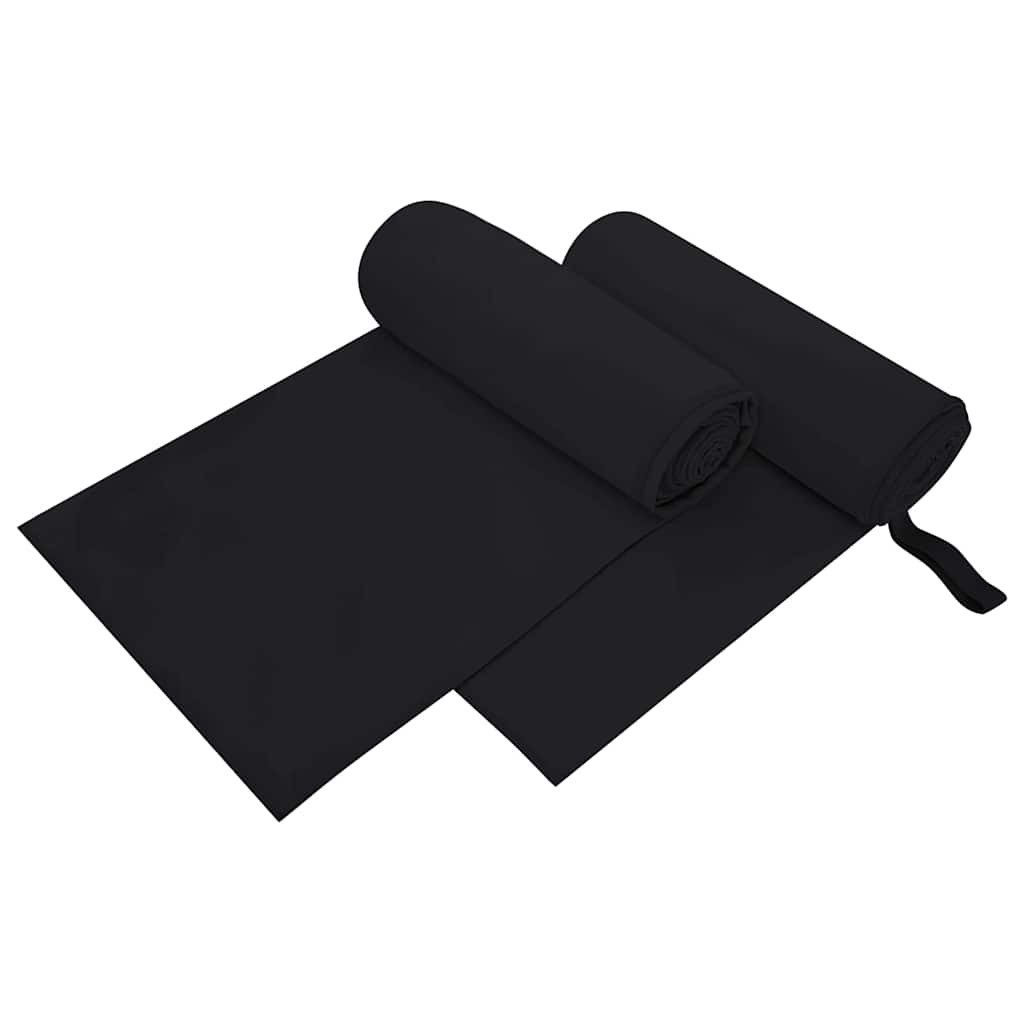 vidaXL Handtuch Sporthandtücher 2 stk. Schwarz 200 x 100 cm, Polyester und Polyamid (2-St)