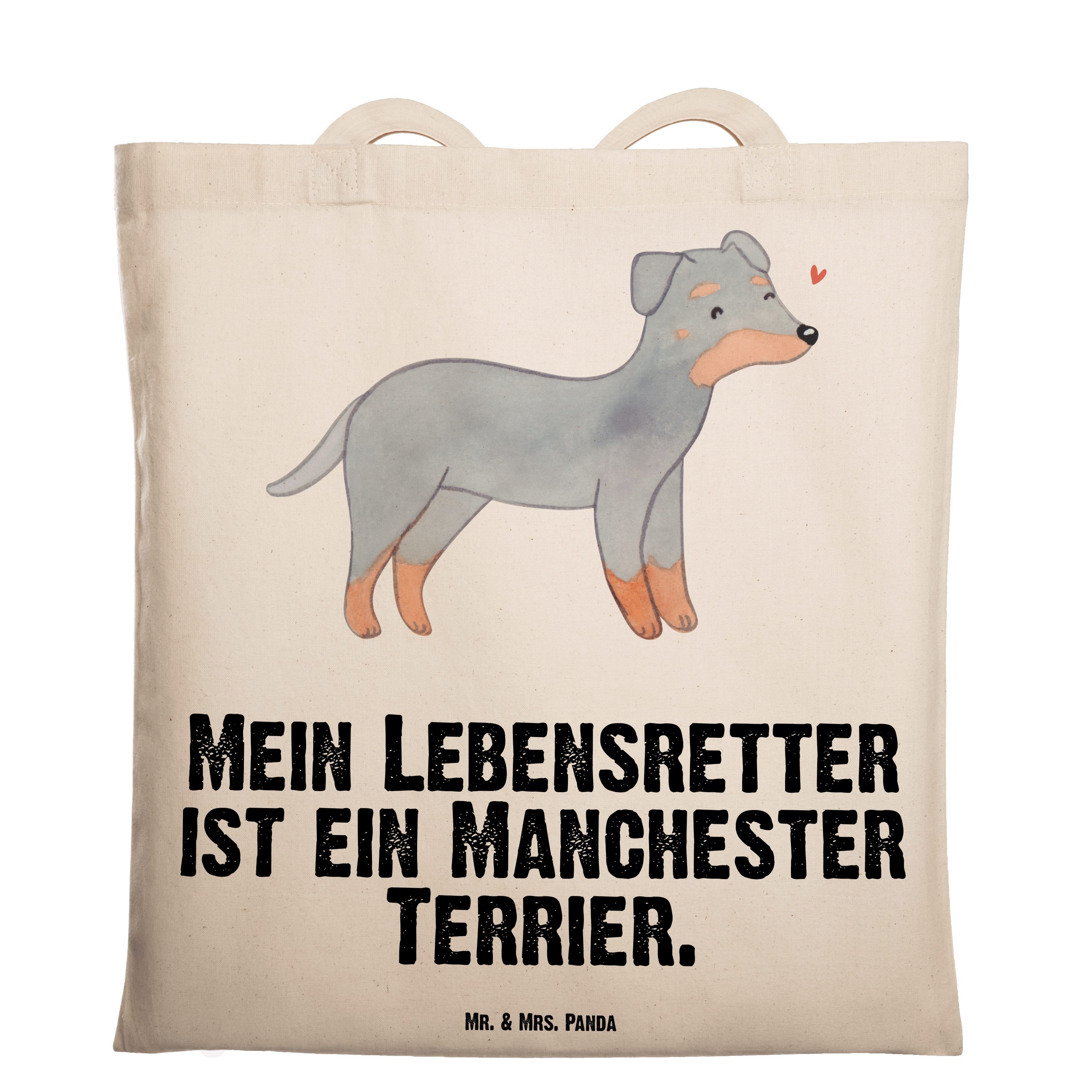 Geschenk, Terrier (1-tlg) Mr. Lebensretter Transparent Manchester Schenken, H - Tragetasche Mrs. - & Panda