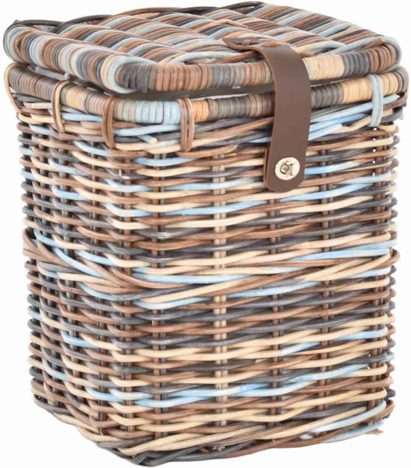 Krines Home Allzweckkorb Korbtruhe Allzweck Korb Aufbewahrung mit Deckel Box Spielzeugtruhe, Natur Rattan Quadratisch