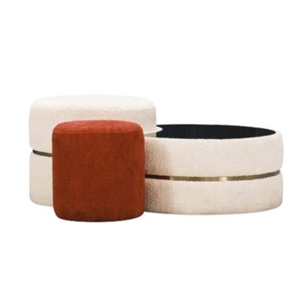 Xlmoebel Hocker Modernes Set mit 3 Teilen: Fußhocker, Sitzpouf und Couchtisch (3tlg Set Puff), Hergestellt in Europa