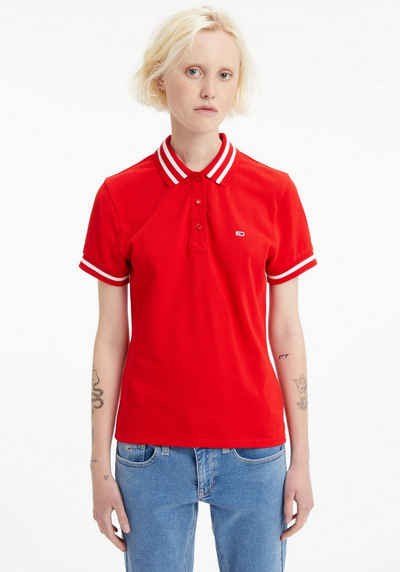 Tommy Jeans Poloshirt TJW ESSENTIAL TIPPING POLO mit Kontraststreifen & Tommy Jeans Label-Flag