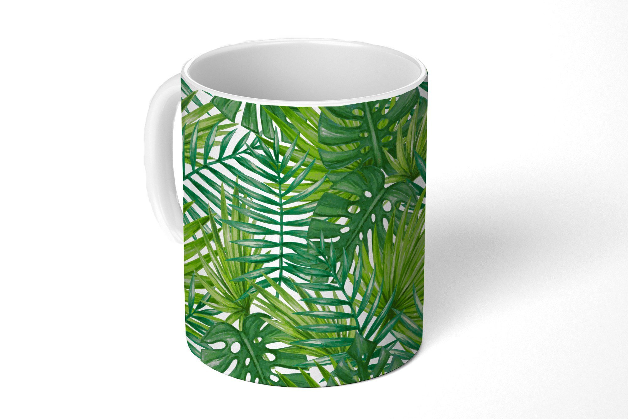 Becher, Palme Tasse - Blätter Muster, Teetasse, Geschenk Keramik, - Kaffeetassen, Teetasse, MuchoWow