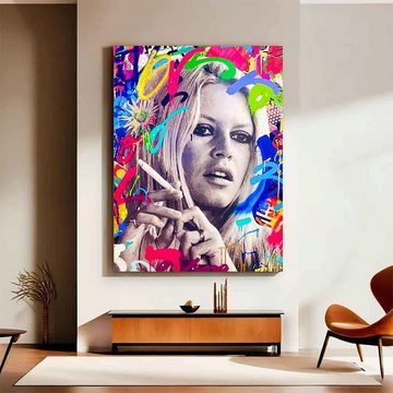 DOTCOMCANVAS® Leinwandbild BARDOT, Leinwandbild Brigitte Bardot Pop Art Portrait hochkant