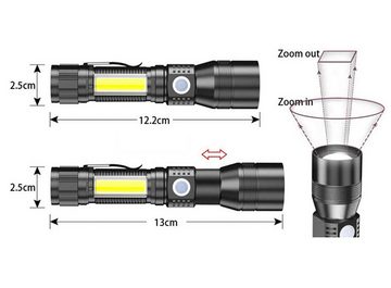 Gontence LED Taschenlampe Wiederaufladbare 3-in-1-Taschenlampe mit weißem Licht und rotem Licht (1-St)