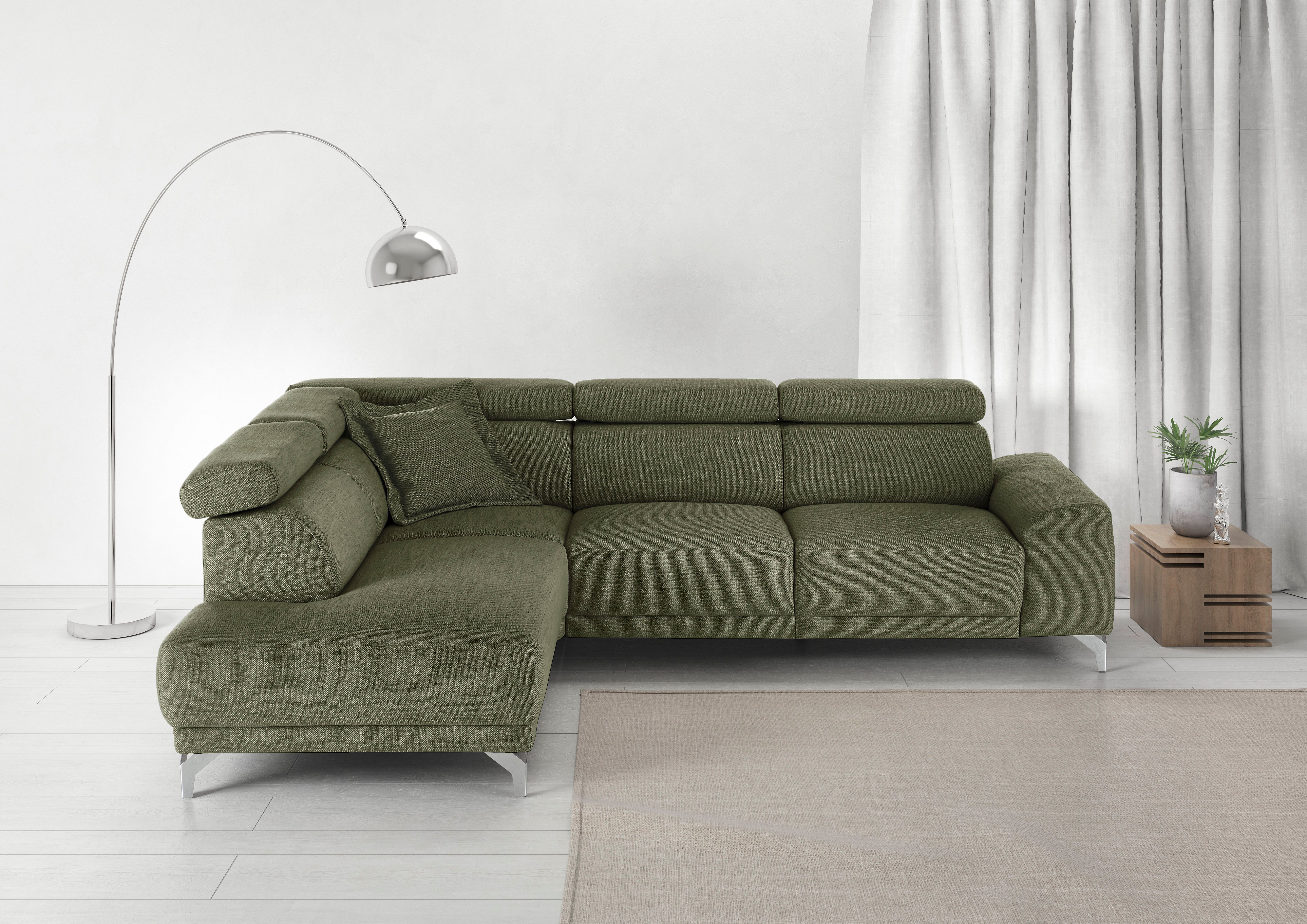 3C Candy Ecksofa Greve Sofa immer mit manuelle Kopfteilverstellungen, modern, elegant, wahlweise motorischer Sitzvorzug, bequem und zeitlos, L-Form