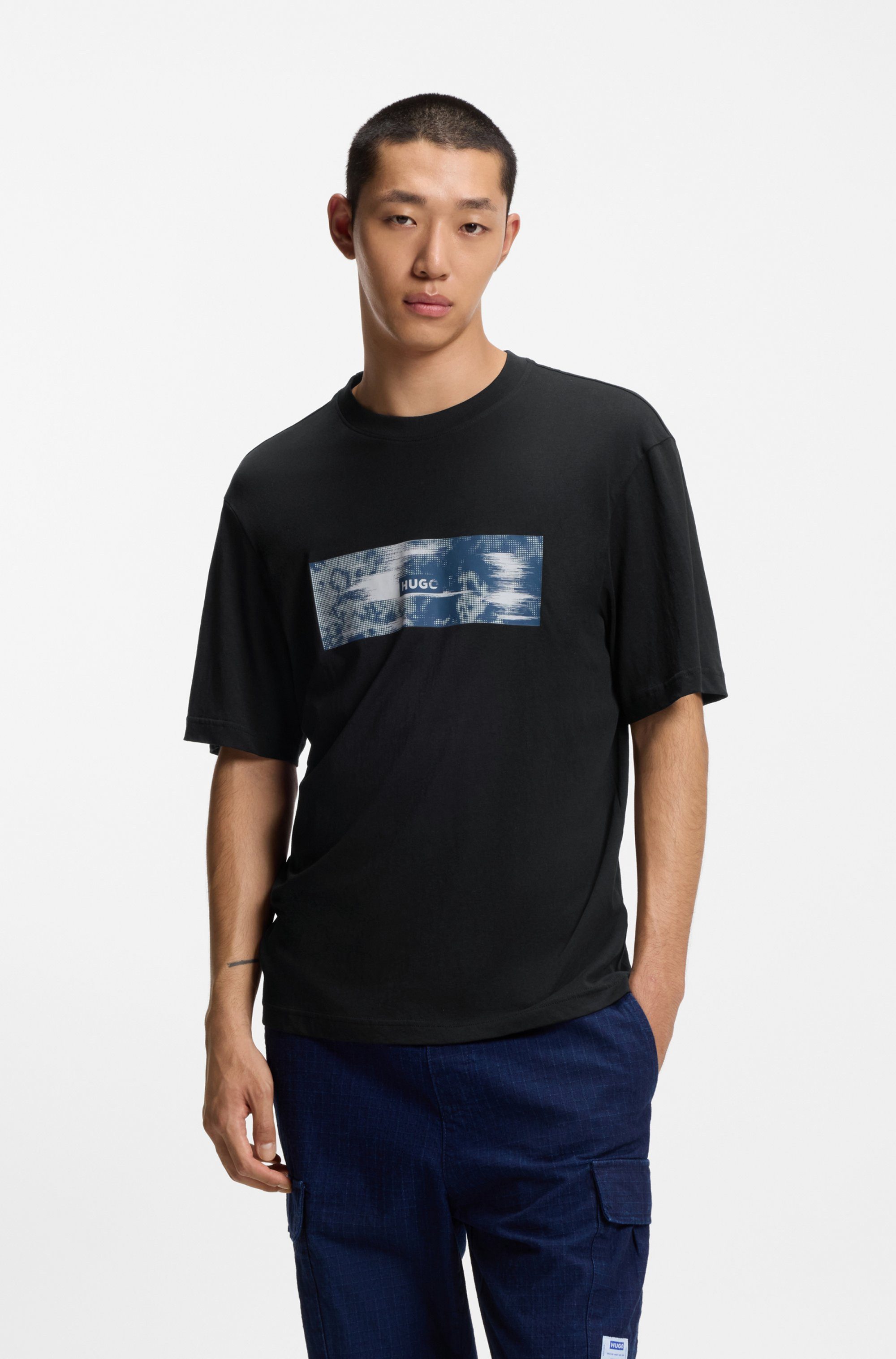 HUGO Blue T-Shirt Napolux Rundhalsausschnitt, regular günstig online kaufen