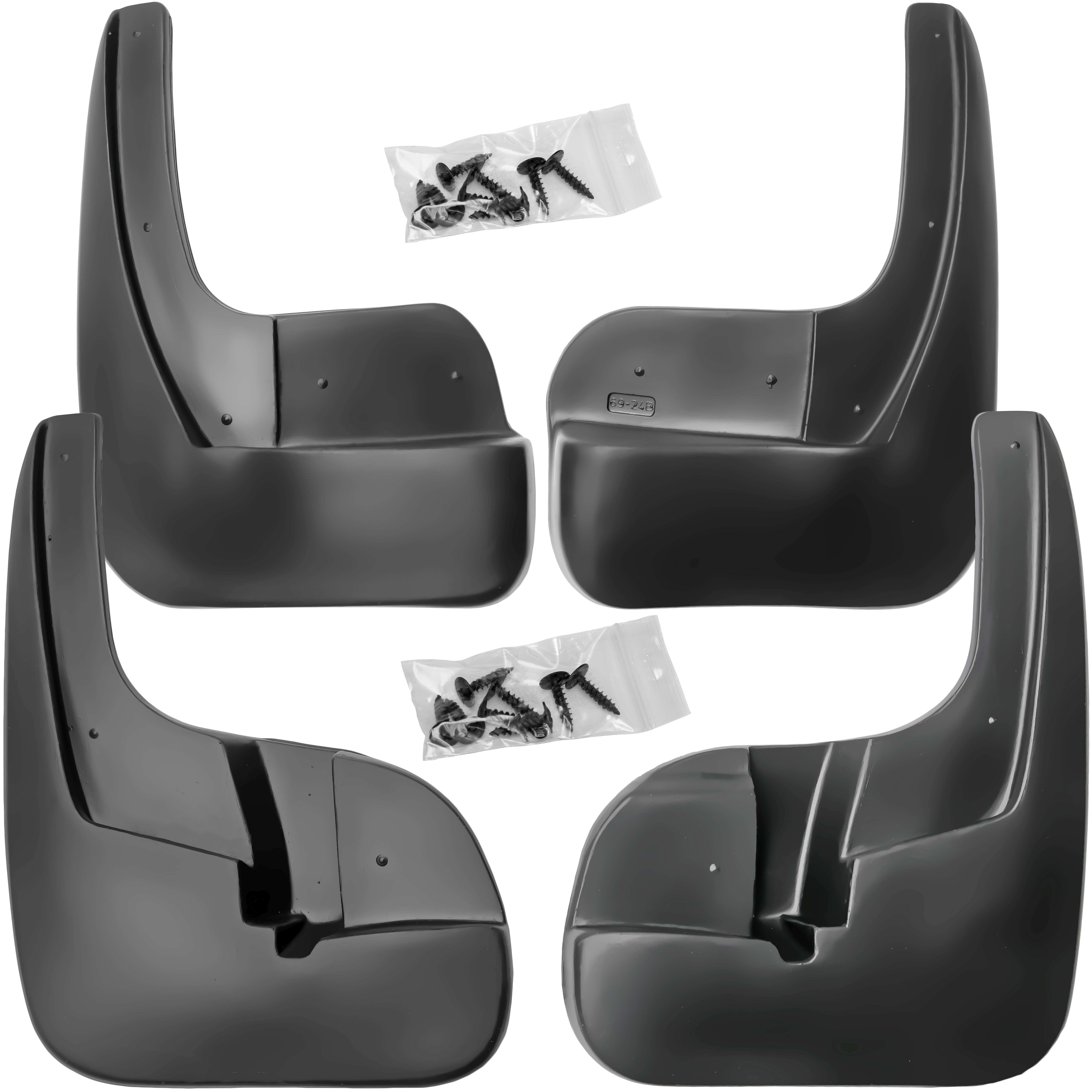RECAMBO Kfz-Schmutzfänger Set vorne + hinten für Dacia Logan II Limousine, L52, BJ 2012-2020, 4-tlg., Spritzschutz, TPE - Kunststoff-Gummi, Flexibel, stoß-und bruchfest