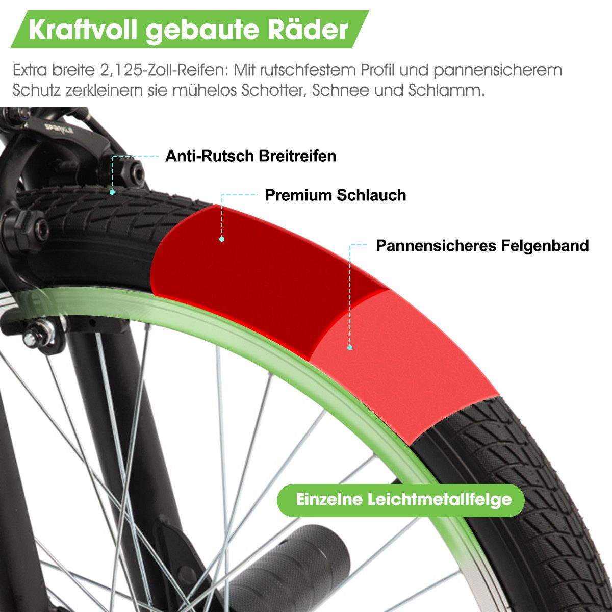 HILAND Kinderfahrrad Redeem 20 Zoll 3 Multiple Speichen BMX für Jungen ab 7-10 Jahre, 1 Gang, Reflektorplatte, Single Speed, 4 Pegs – Bild 5 von 5
