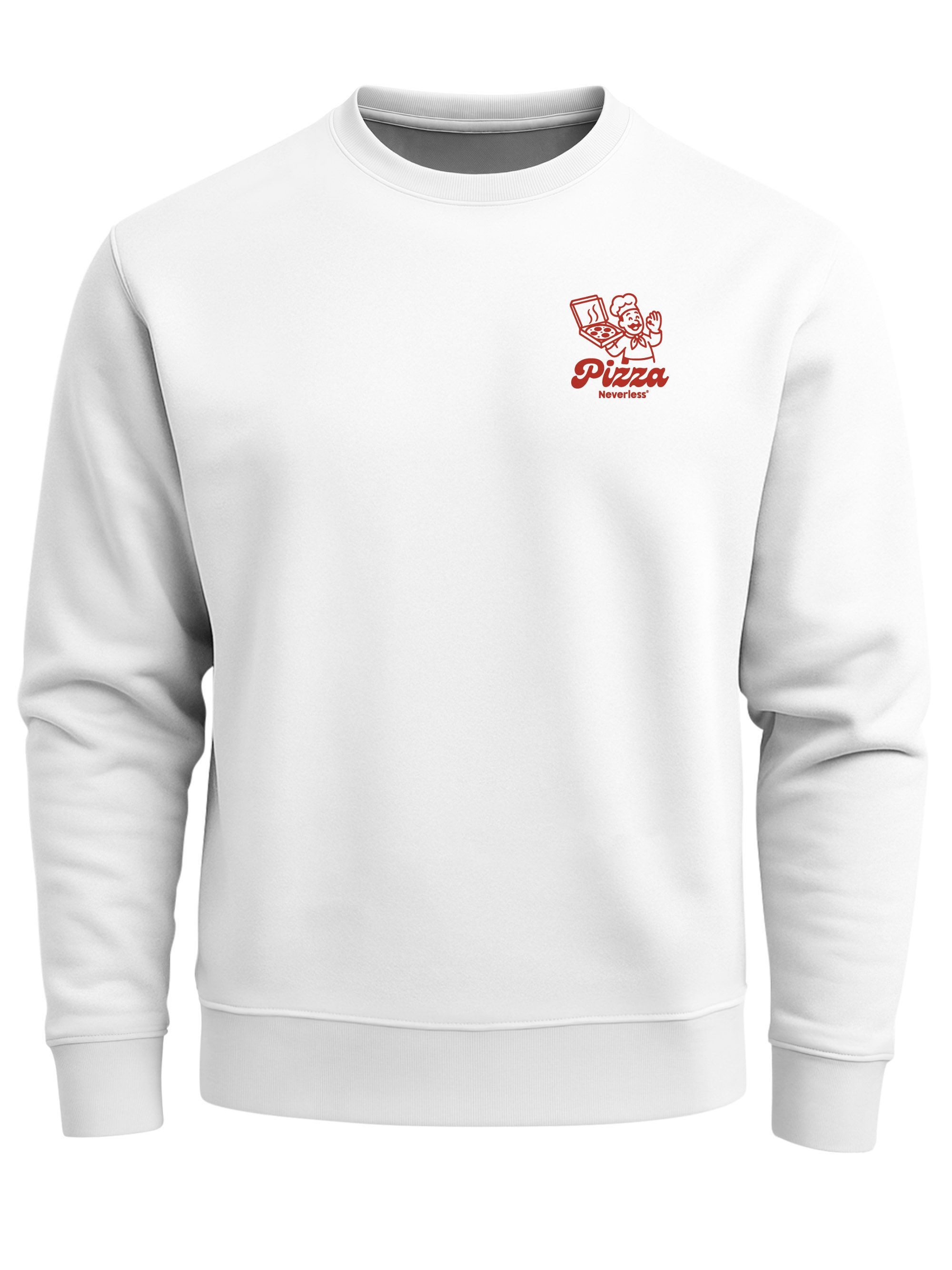 Sweatshirt Sweatshirt Herren Pullover mit Backprint Pizza Eat a Slice Fashion