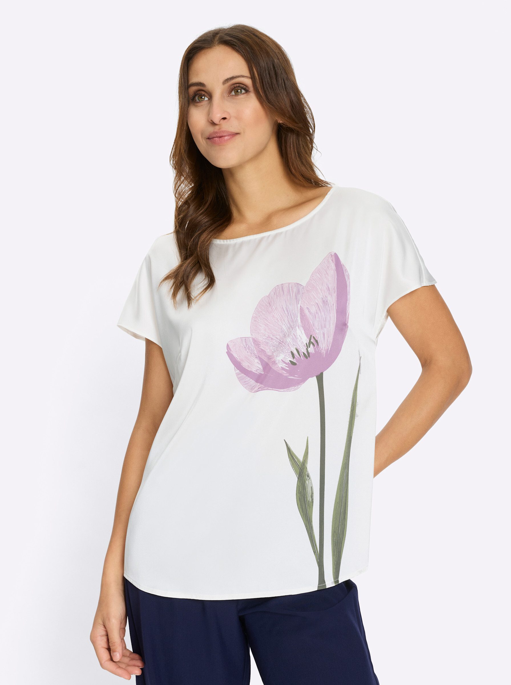 Witt Klassische Bluse Satin-Bluse Kurzarm