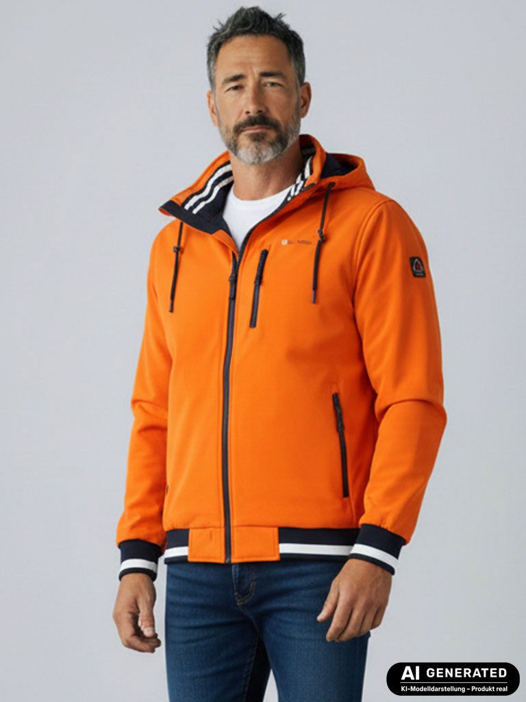Dry Fashion Funktionsjacke Hamburg Herren Funktions-Blouson Innenfutter - Übergangsjacke Outdoor Atmungsaktiv, Wind- & wasserabweisend, 2-Wege-Reißverschluss, Kapuze
