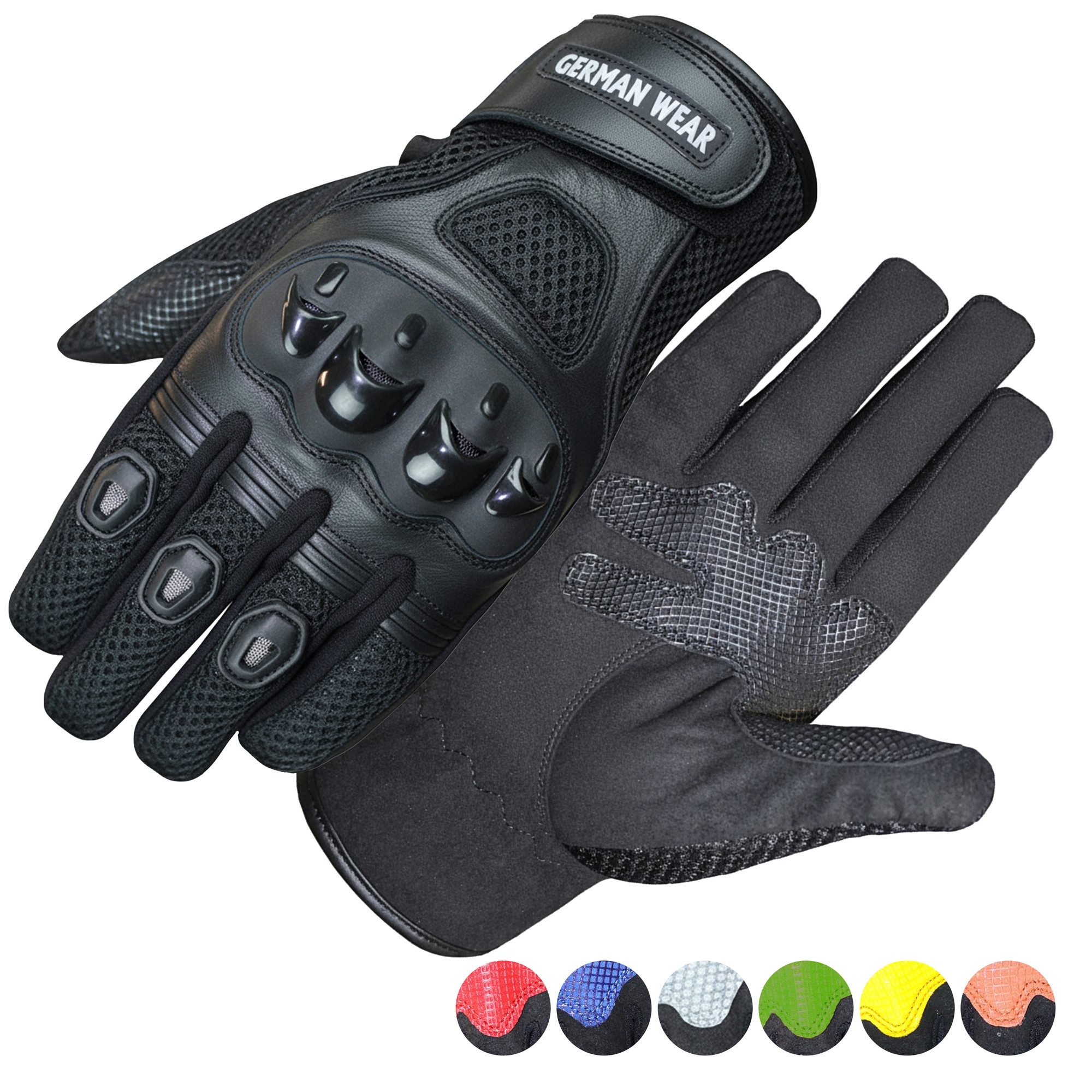 German Wear Motorradhandschuhe GW400G-M9 Motocross Biker Handschuhe Leder- & Textilhandschuhe in 6 Farben