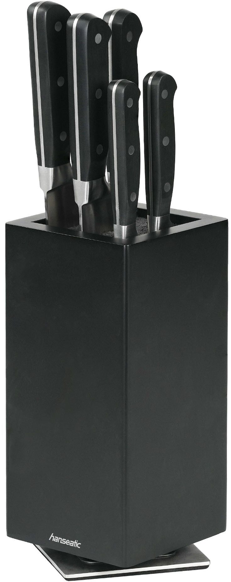 Hanseatic Magnet-Messerblock hanseatic PREMIUM, aus Holz, Messerblock Set, 6-tlg. (6tlg), elegantes Design, herausnehmbarer Borsteneinsatz, 360-Grad-drehbar
