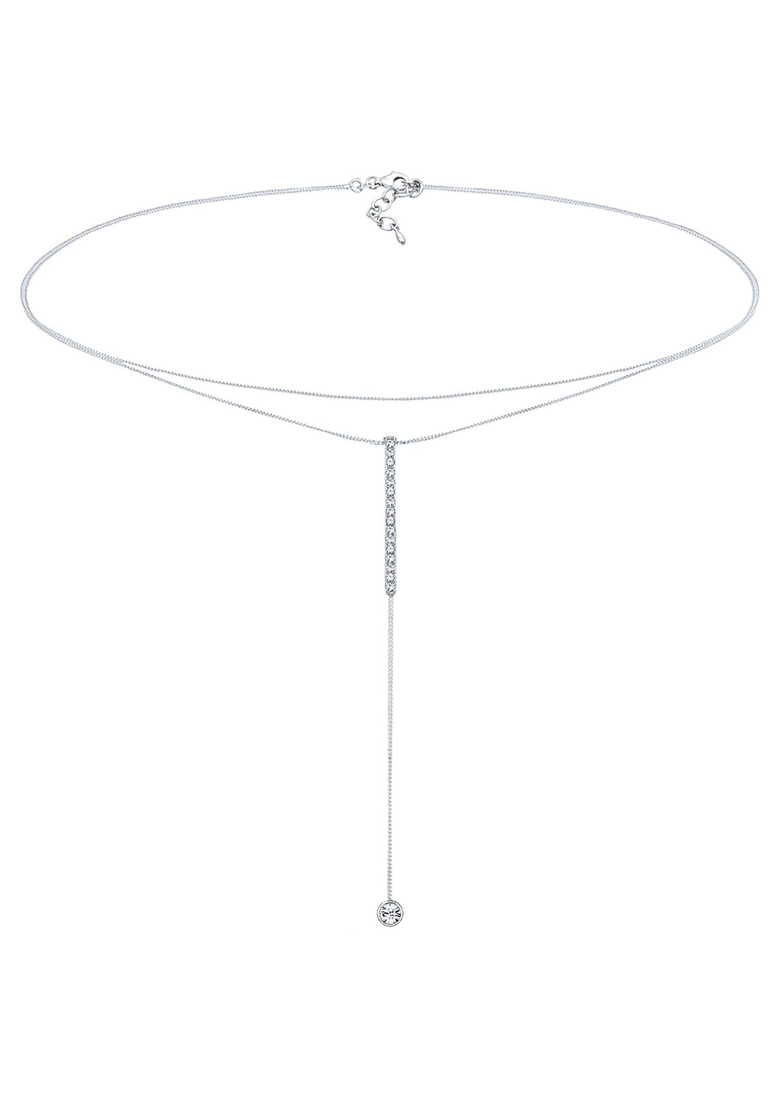 Elli Choker Y-Kette Layer Rechteck Glas Kristalle Weiß 925 Sterling Silber günstig online kaufen