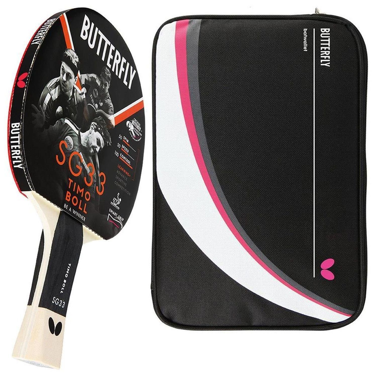 Tischtennisschläger 1x Timo Boll SG33 + Drive Case 2