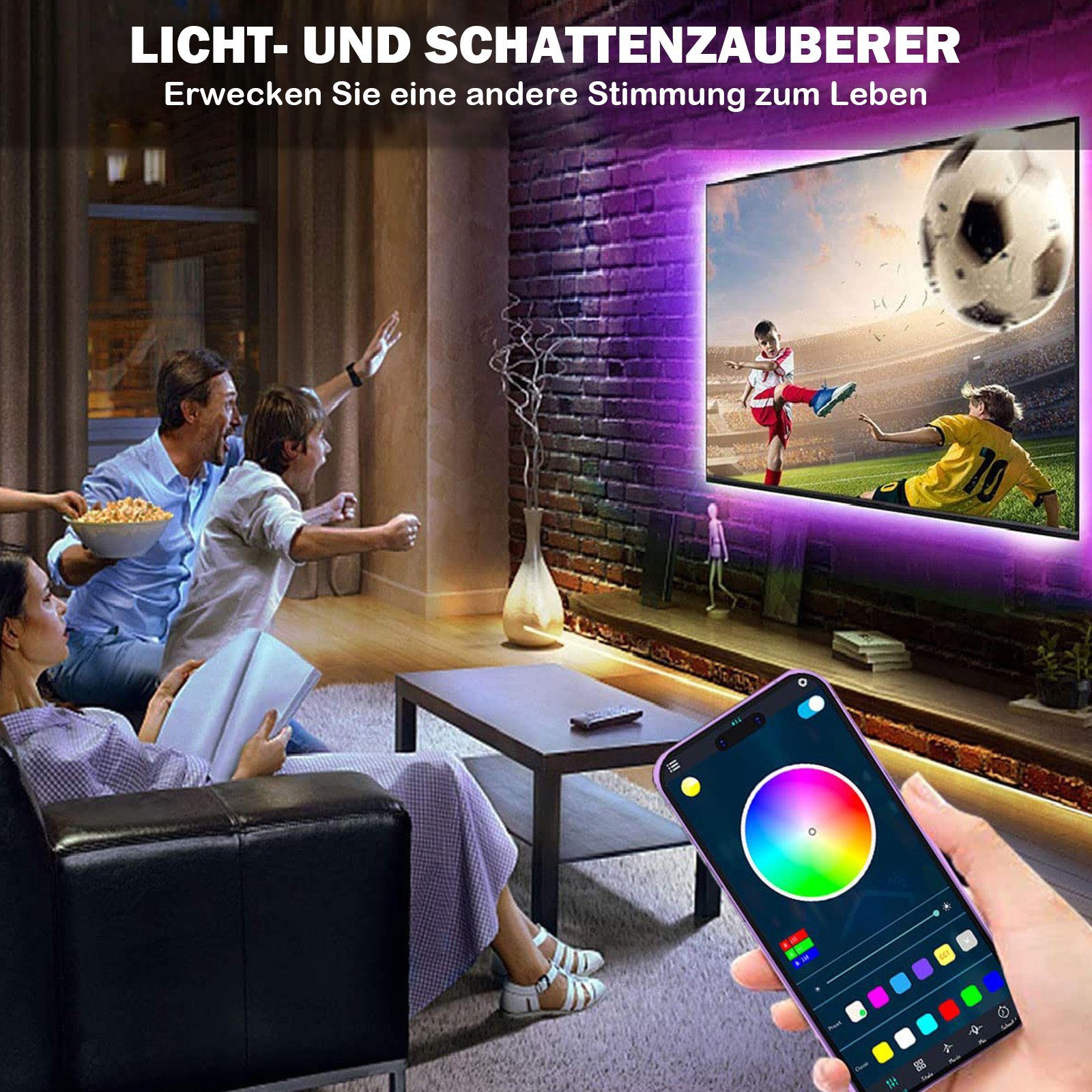 Jibenhome LED Stripe TV LED-Hintergrundbeleuchtung Dimmbar RGB TV-LED-Licht günstig online kaufen