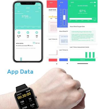 findtime Smartwatch (1,83 Zoll, Android, iOS), Sportuhr,Herzfrequenzmesser,Schlafmonitor, Intelligente Schrittzähler