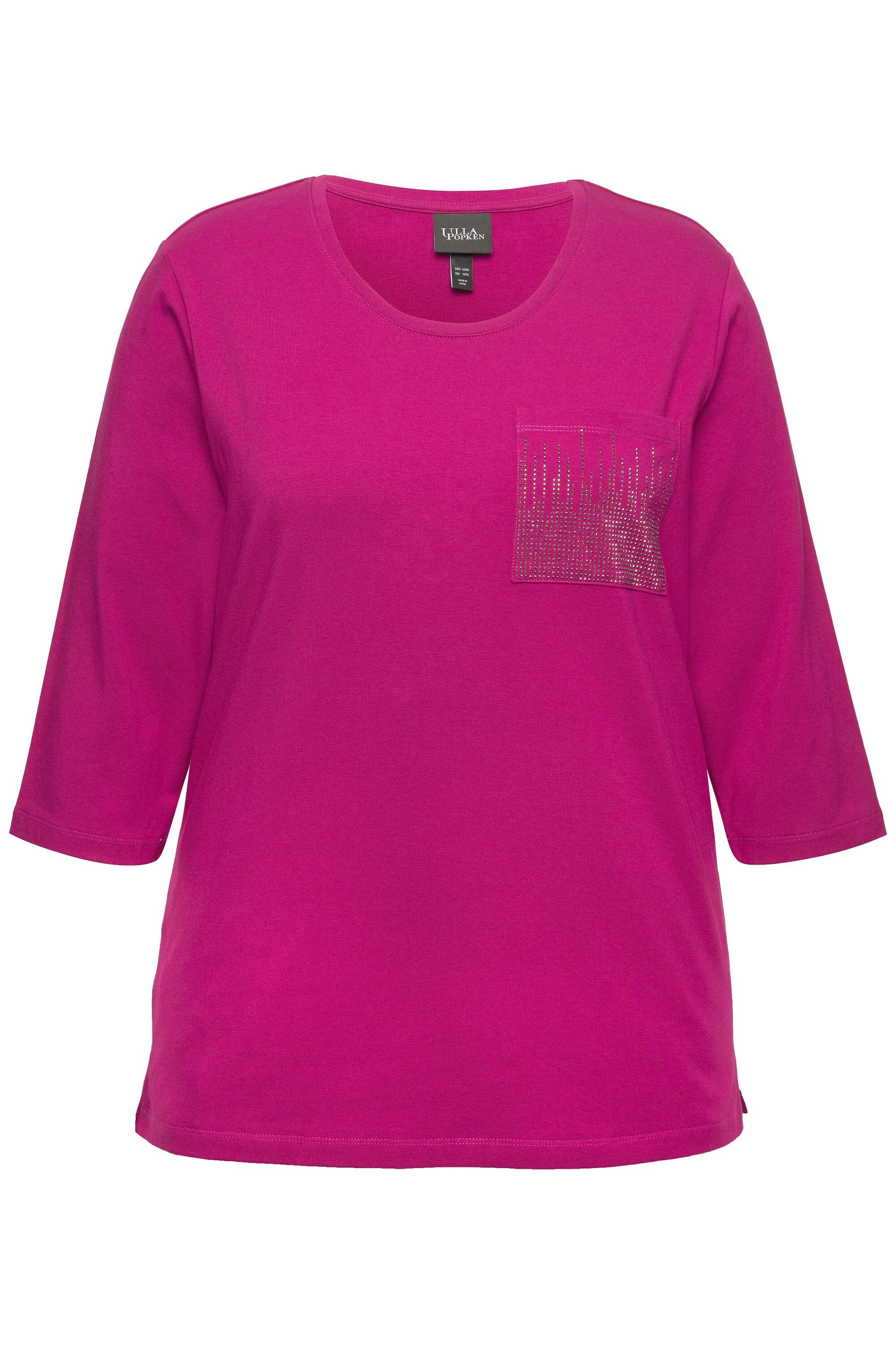 Ulla Popken T-Shirt Shirt Zierstein-Brusttasche Rundhals günstig online kaufen