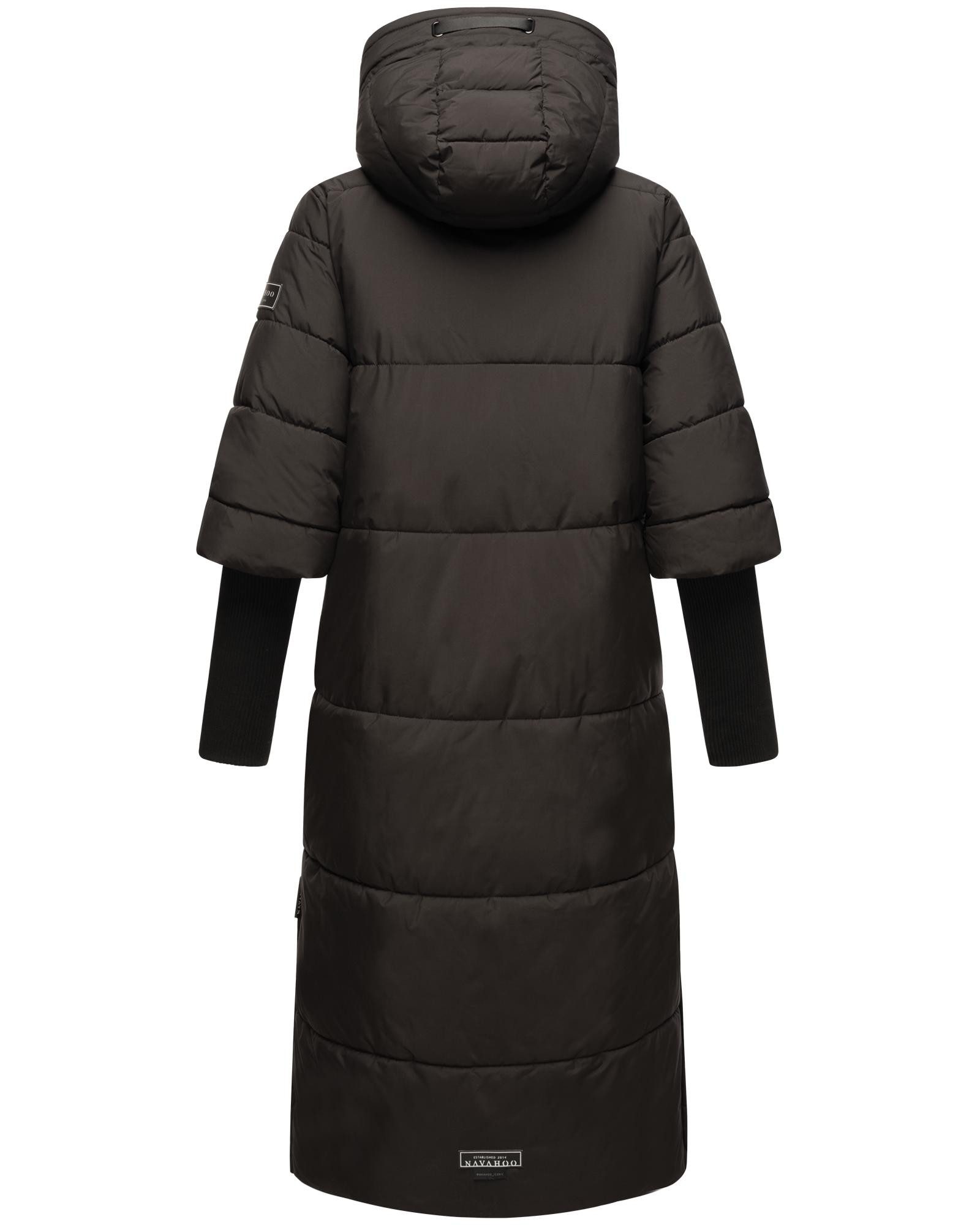 Navahoo Steppmantel Ciao Miau XIV Langer Wintermantel mit Rippstrickärmel – Bild 3 von 5