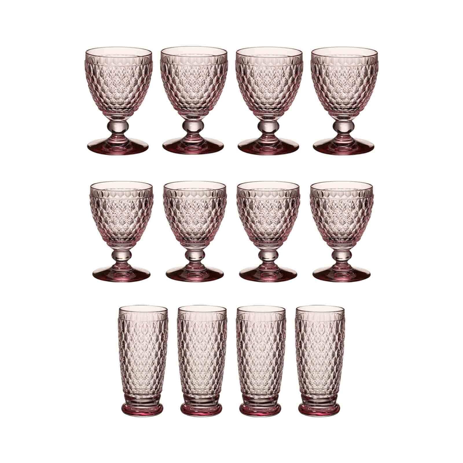 Villeroy & Boch Glas Boston Coloured Wein- und Longdrinkgläser 12er Set, Glas rosa