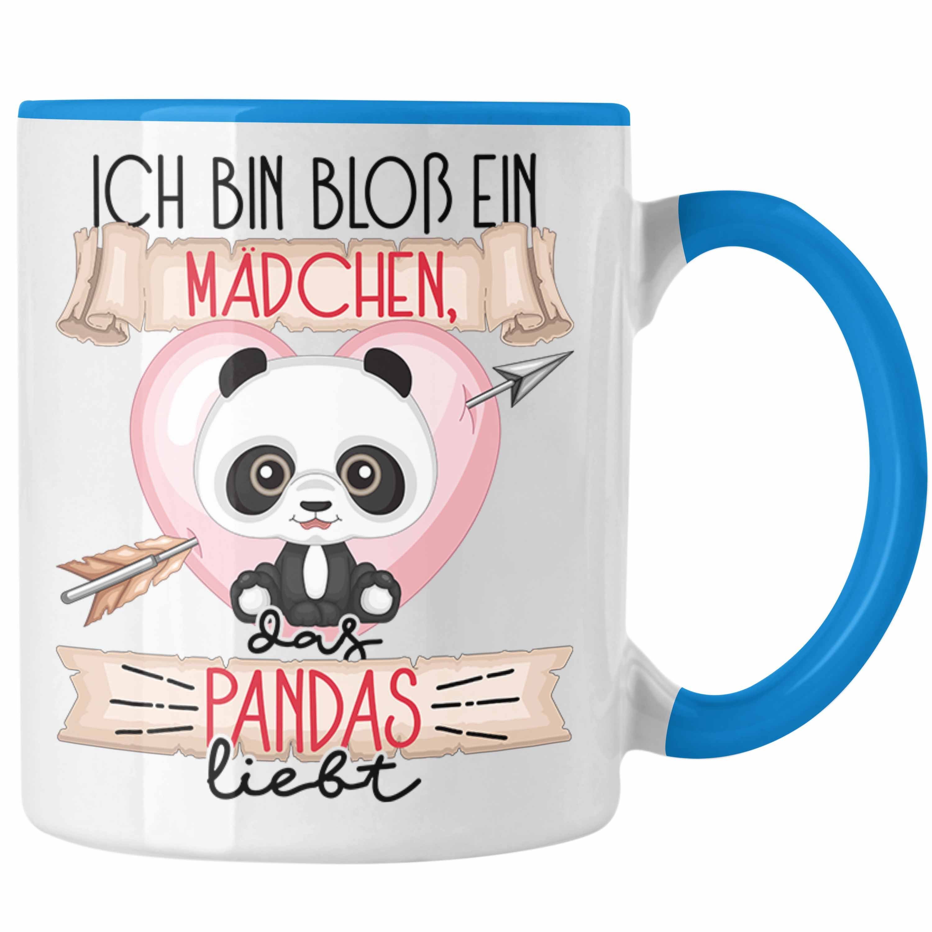 Trendation Tasse Tasse Pandas Ein Mädchen Pandas Bloß Bin Das Geschenk Ich Frauen Blau Liebt