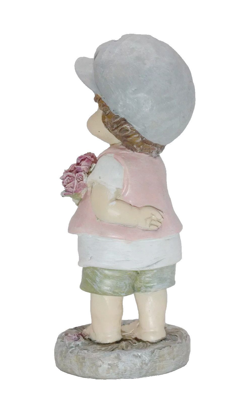 Kaufhaus le petit Dekofigur Deko Wichtel Kind Figur Junge Rosen Skulptur Mädchen Zwerg Objekt, Dekoskulptur Dekoobjekt aus Polyresin (Kunststein)
