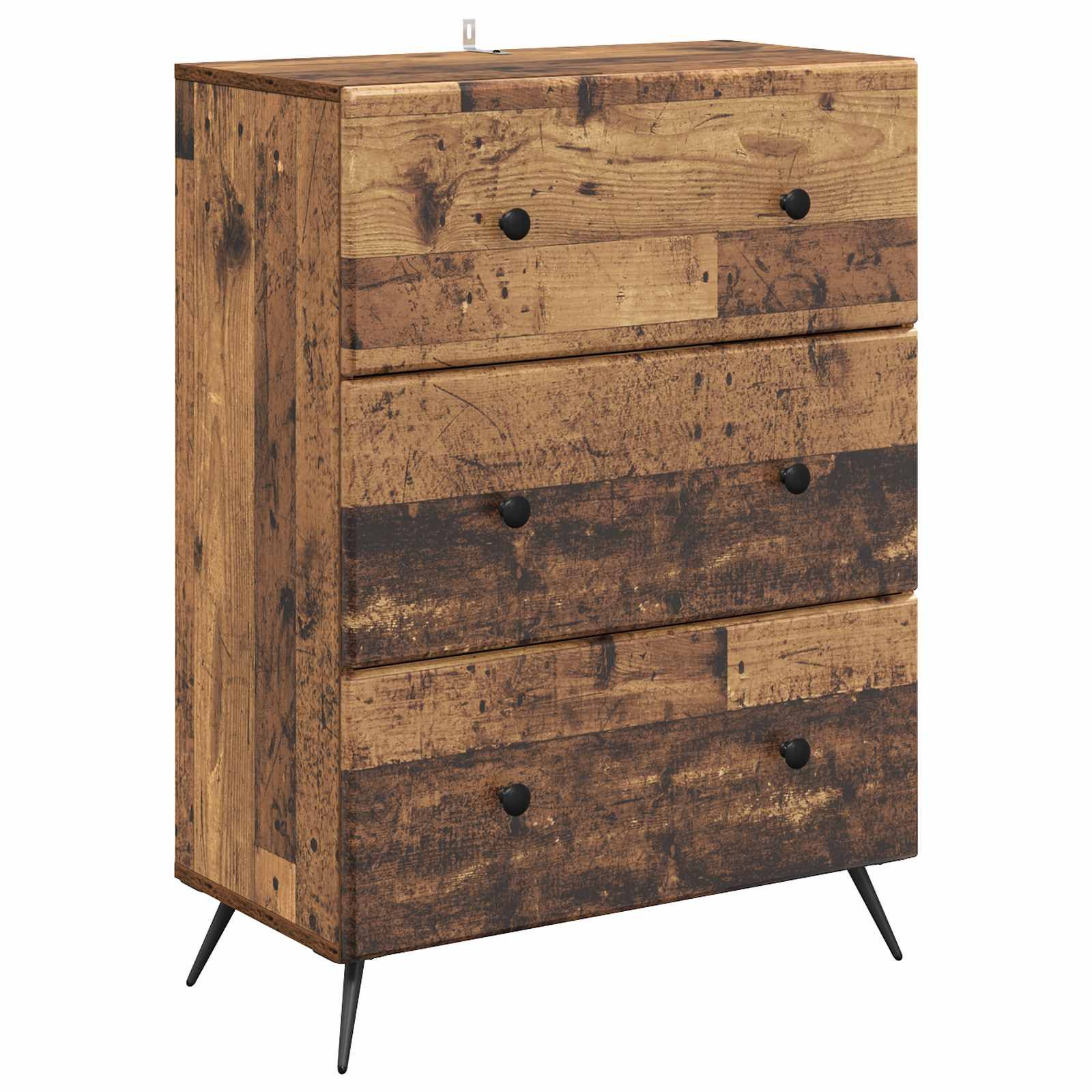 vidaXL Kommode 66 x 34,5 x 90 cm Kommode Schubladenschrank Sideboard Altholz 66x34,5x