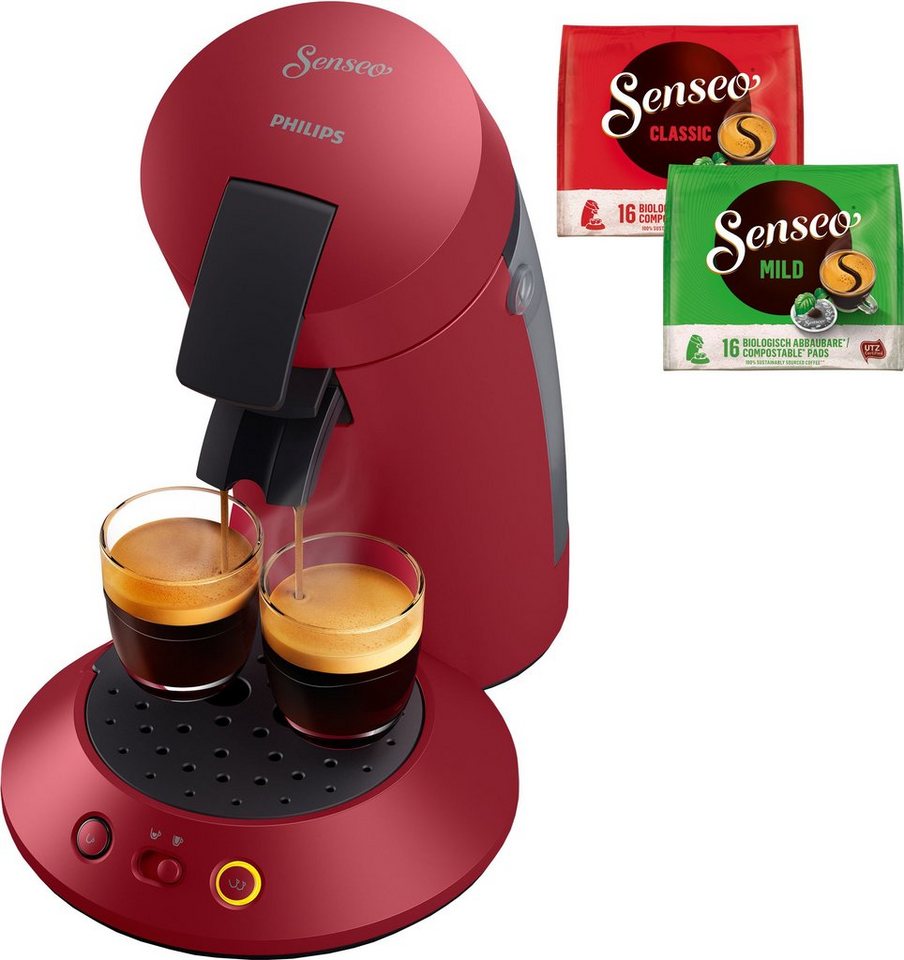 Philips Senseo Kaffeepadmaschine Orginal Plus CSA210/90, aus 28% recyceltem  Plastik und mit 2 Kaffeespezialitäten,