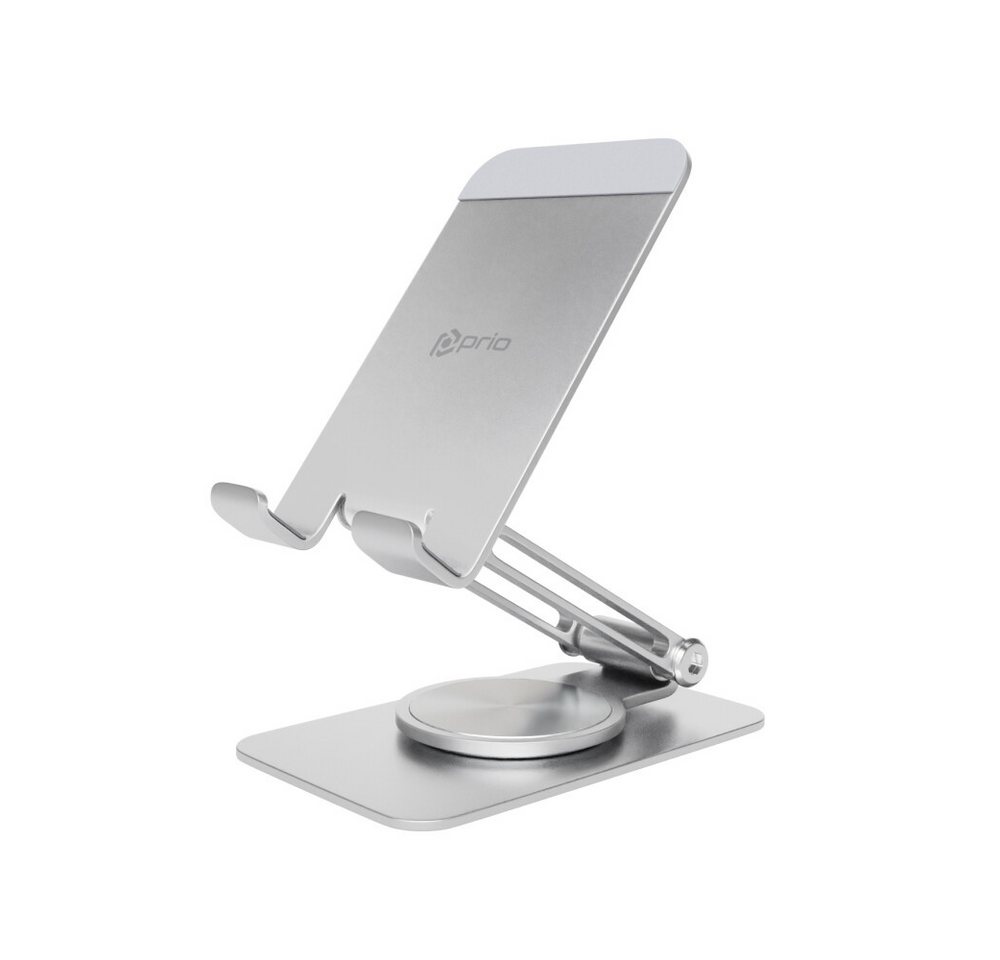prio Handy-Halterung prio drehbarer Metall-Telefonständer / Handy Halterung 360 Silber, (Desktophalterungen)