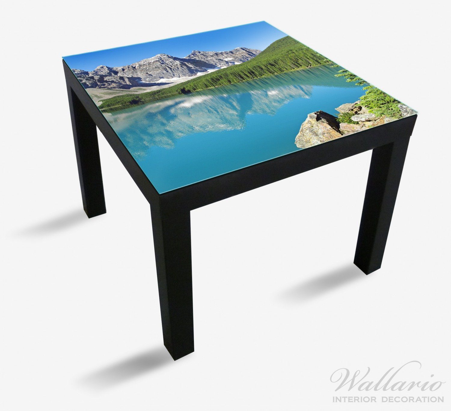 Wäldern und Lack mit Wallario geeignet Ikea Tiefblauer Bergpanorama See (1 Kanada für St),  Tischplatte Tisch