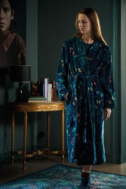 PiP Studio Bademantel Les Fleurs Bathrobe Dark Blue Xl Dunkelblau 100% Cotton, terry ve, Bademantel Damen und Herren Morgenmantel Frottee