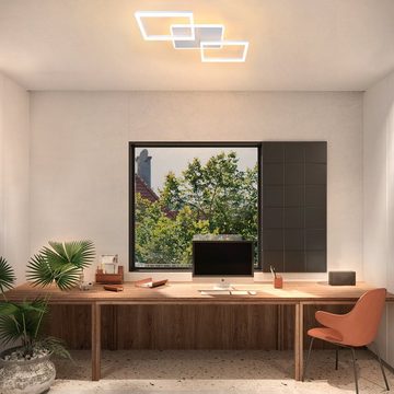 Nettlife LED Deckenleuchte Wohnzimmer Dimmbar mit Fernbedienung Schwarz Modern 48W, LED fest integriert, Warmweiß, Neutralweiß, Kaltweiß, Schlafzimmer Küche Flur Büro