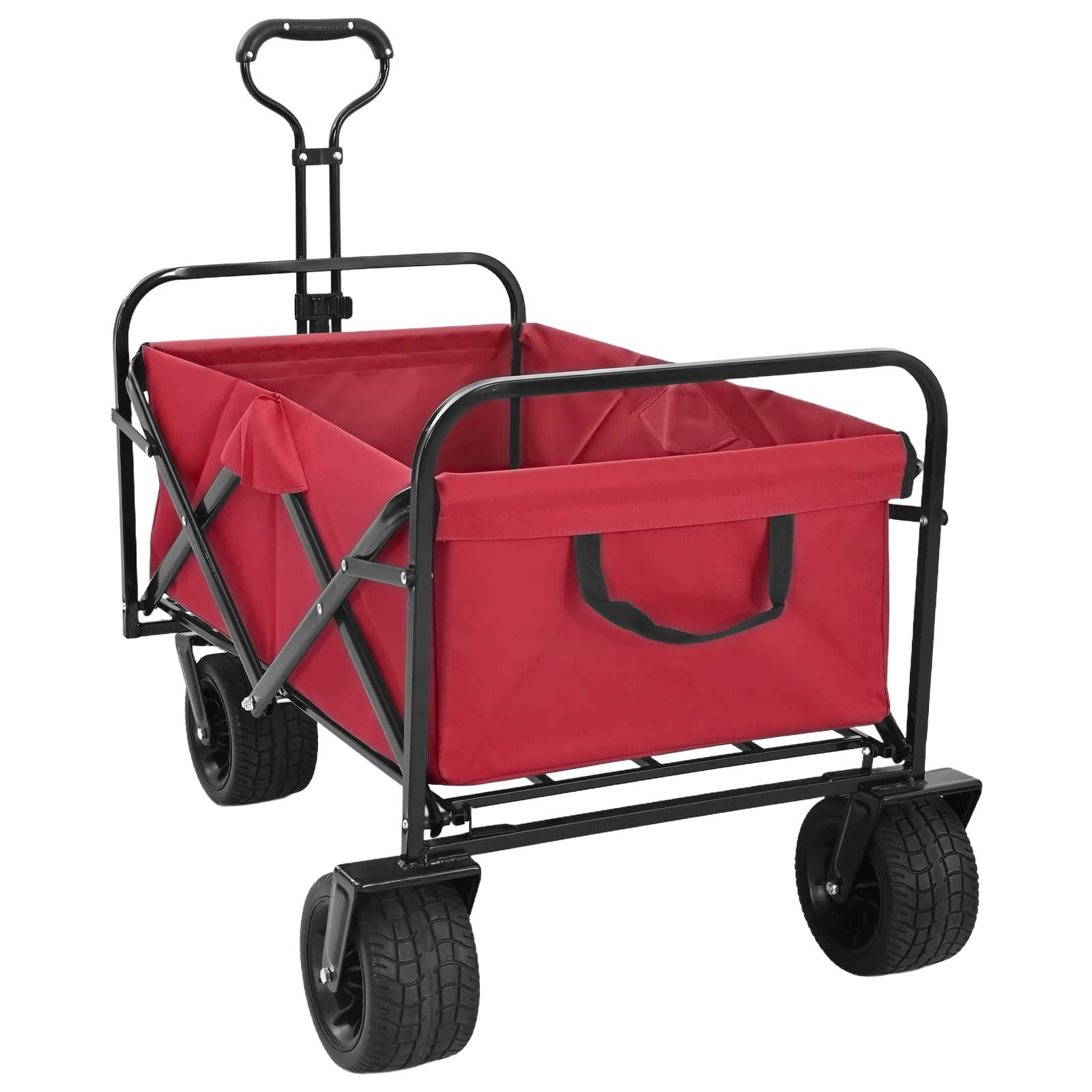 vidaXL Rollwagen Einkaufswagen mit Bremsen Rot 89 x 63 x 96 cm, (1 St)
