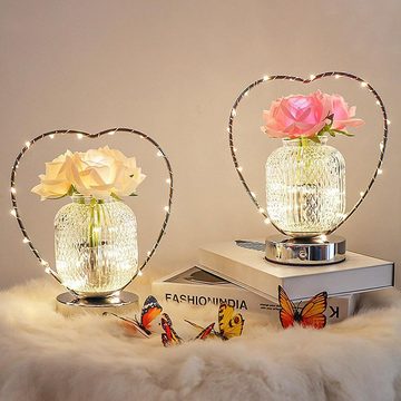 yozhiqu LED Schreibtischlampe Rose Tischlampe,Künstliche Blume Nachtlampe in Vase,Dekorative Lampen, Wunderschön dekoriert und dimmbar für eine romantische Atmosphäre